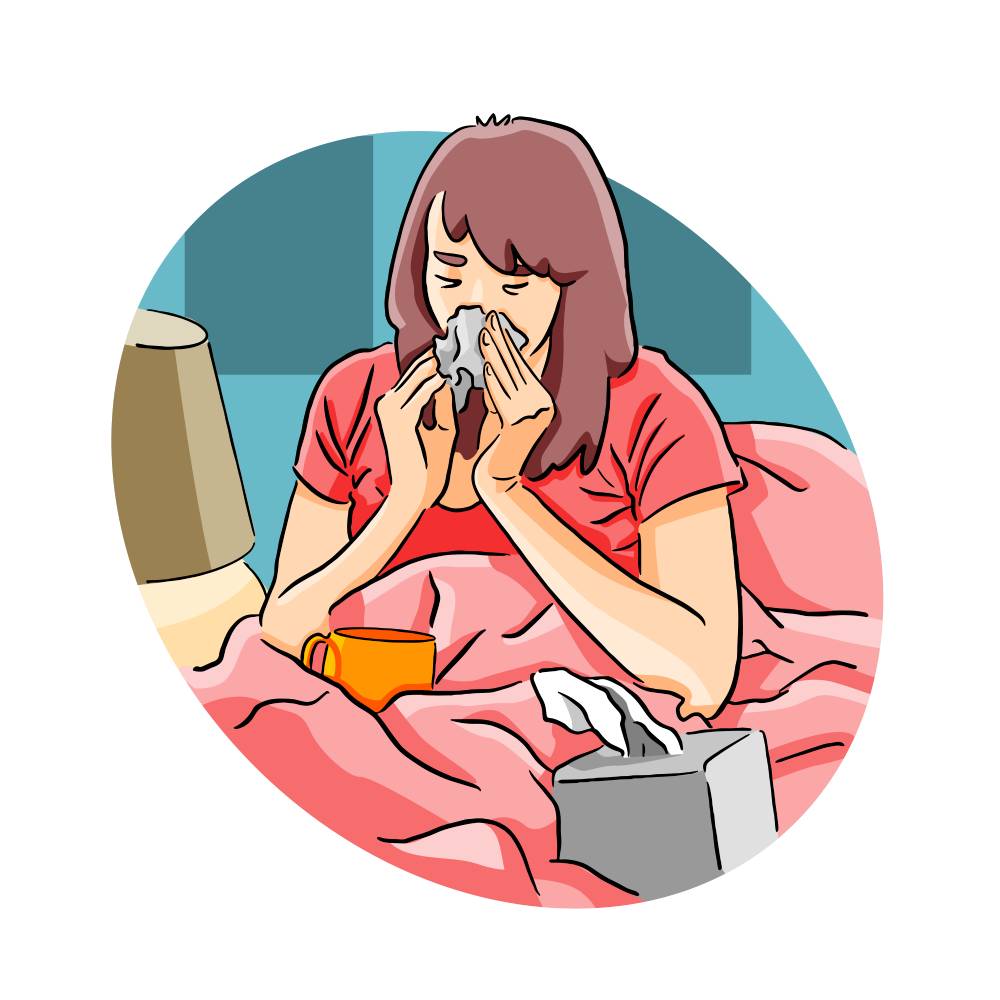 Lady Suffering Flu Symptoms