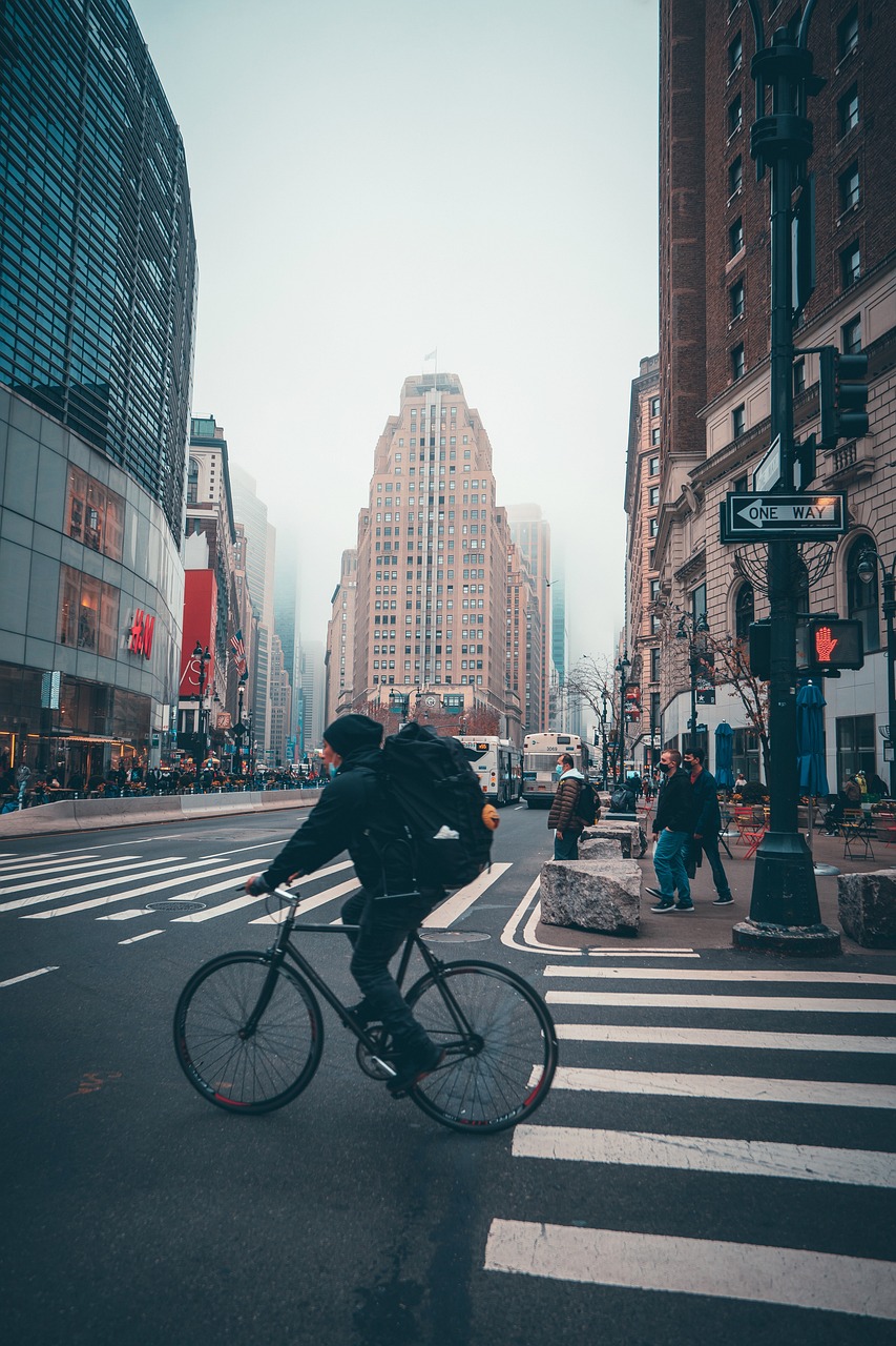 cyclist, junction, city